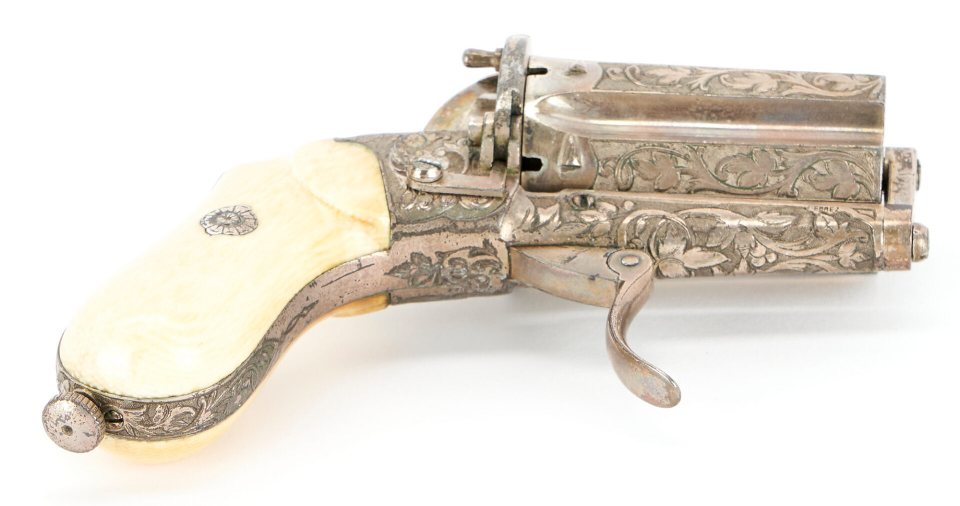 Lot 679: Lefaucheux Pinfire Pepperbox Revolver w/ Case, 8mm
