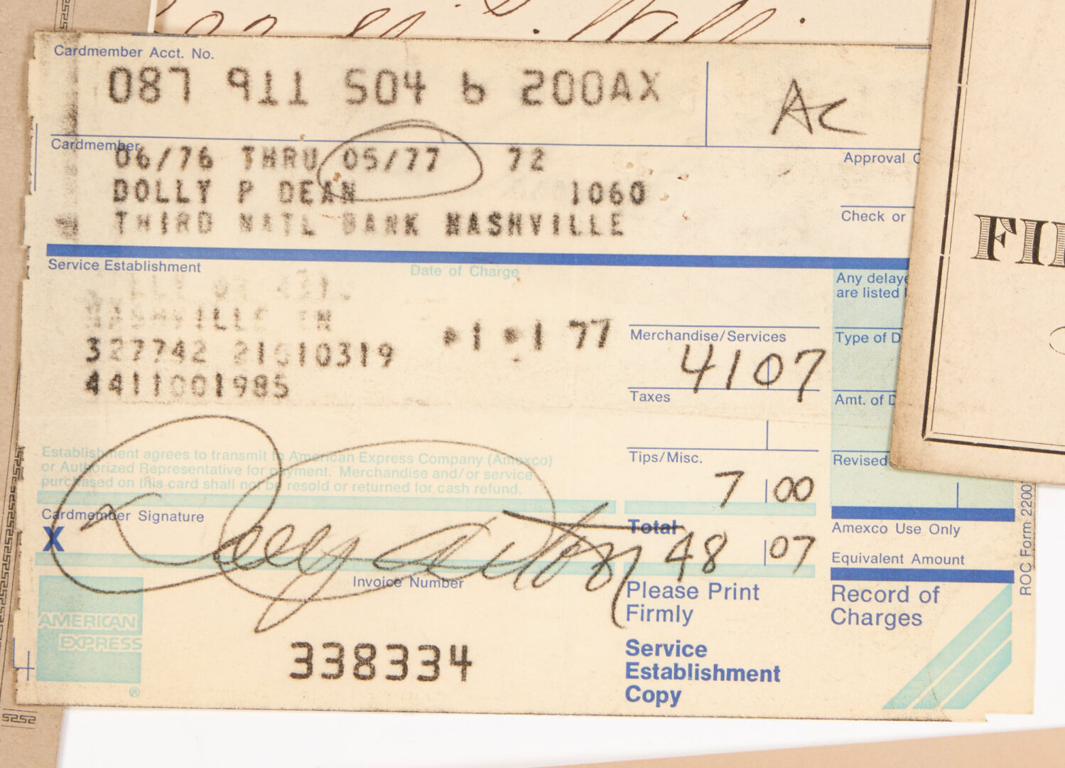 Lot 697: 100+ pcs Nashville, TN ephemera inc. Bicycle Club, Female Poll Tax, Dolly Parton Signed