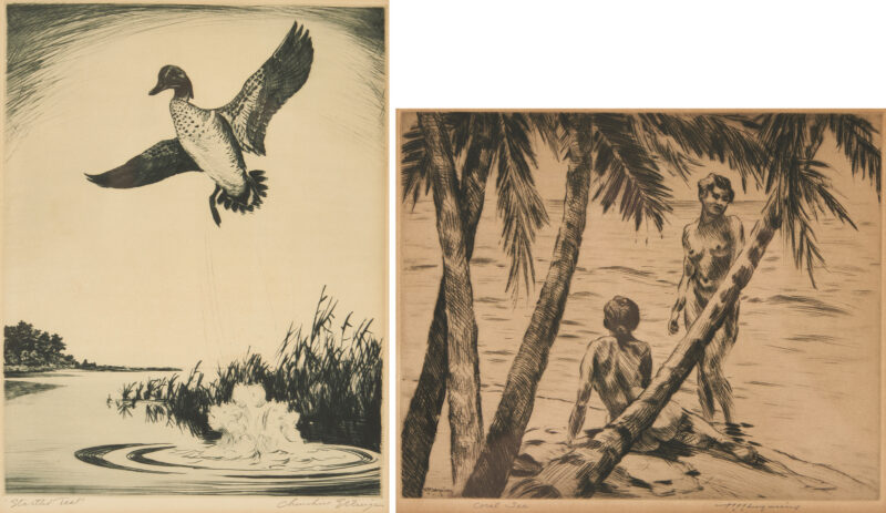 Lot 707: Two Signed American Etchings, Luquiens & Ettinger