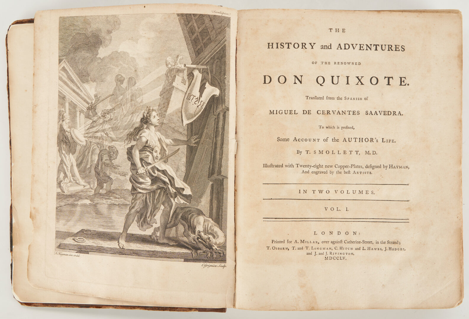 Lot 718: Don Quixote, Vol. I, T. Smollett Ed., 1755