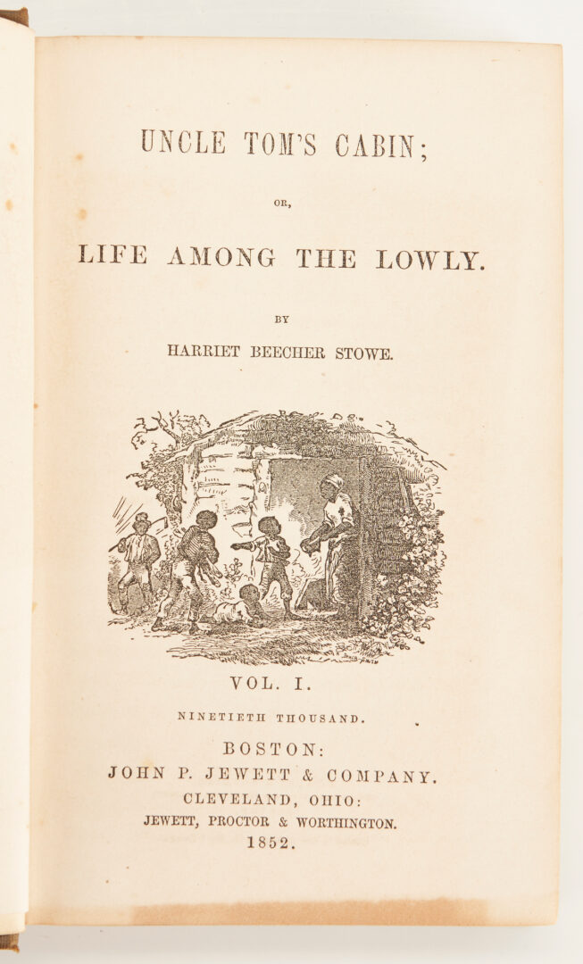 Lot 727: Uncle Tom's Cabin, Vol. I-II, 1st ed., Later Printing, 1852