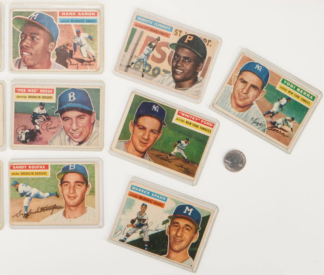 Lot 732: Collection of 282 Topps 1956 Baseball Cards, Mantle, Clemente, Aaron, Key HOFs