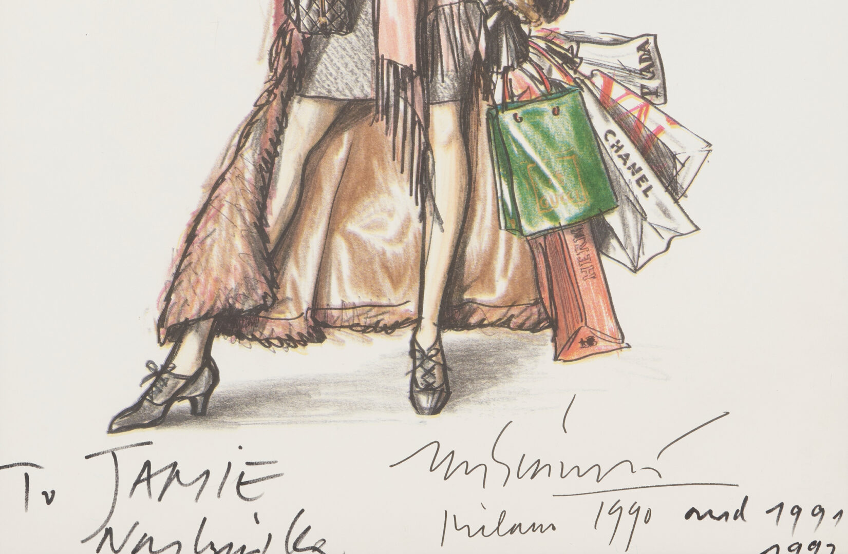 Lot 745: Group Fashion Sketches plus Coco Chanel – Verdura Bracelet Photo, 11 items