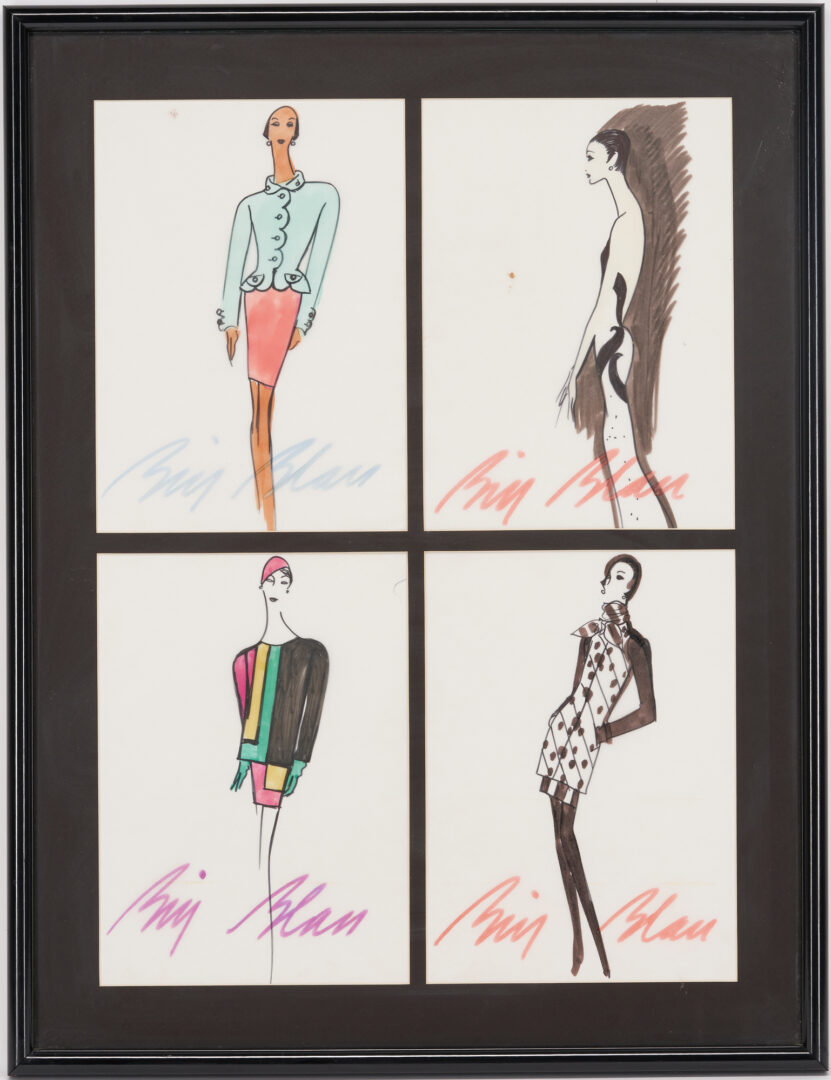 Lot 745: Group Fashion Sketches plus Coco Chanel – Verdura Bracelet Photo, 11 items