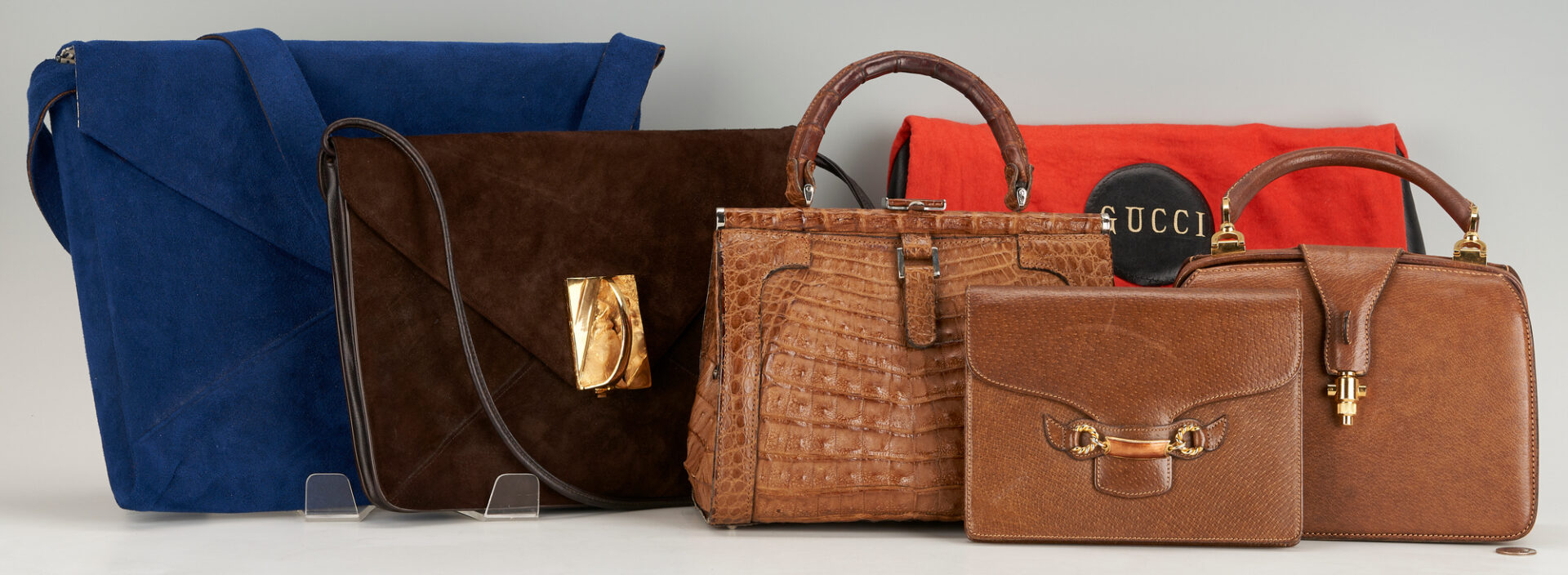 Lot 751: 6 Vintage Designer Bags, incl. Gucci, Rosenfeld, Gold Pfeil, Halston
