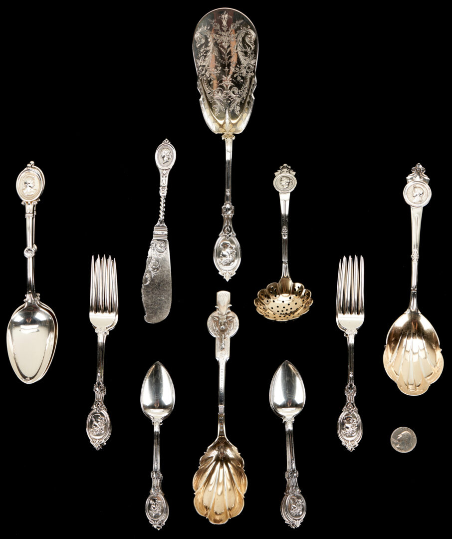 Lot 762: 21 pieces Medallion 19th C. sterling flatware incl. Tiffany