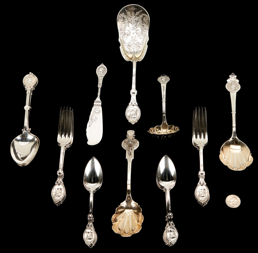 Lot 762: 21 pieces Medallion 19th C. sterling flatware incl. Tiffany