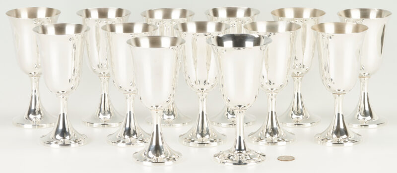 Lot 778: 13 Sterling Silver Water Goblets