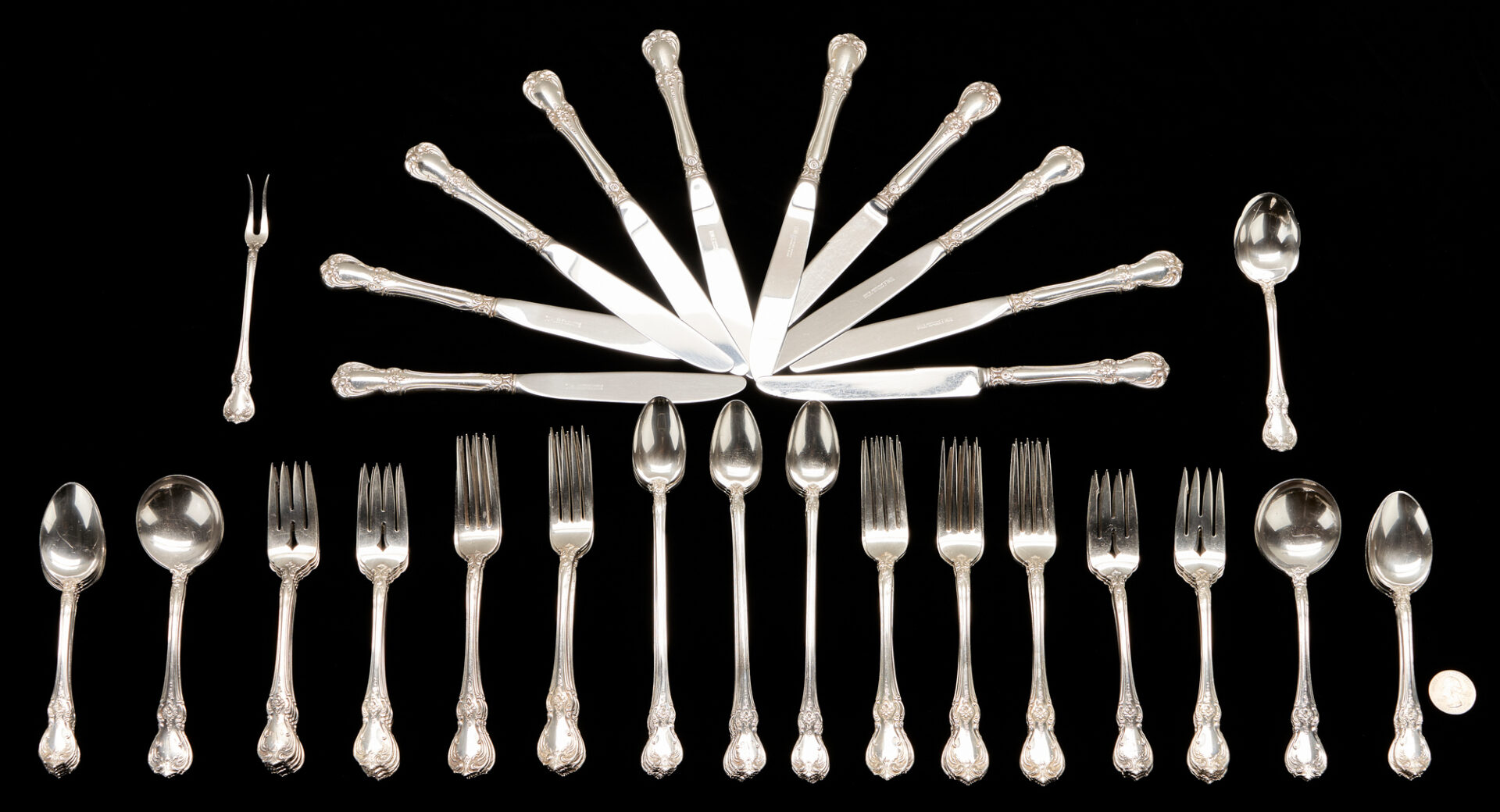 Lot 779: 67 Pcs. Towle Old Master Sterling Silver Flatware