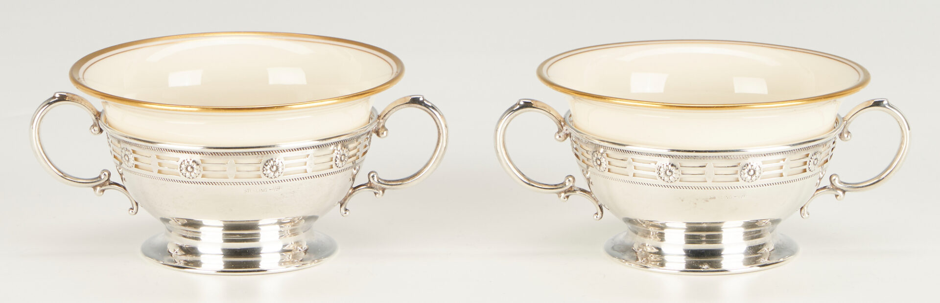 Lot 785: 30 Sterling Cups w/ Porcelain Inserts, Tiffany & Co, Webster, 42 pcs.