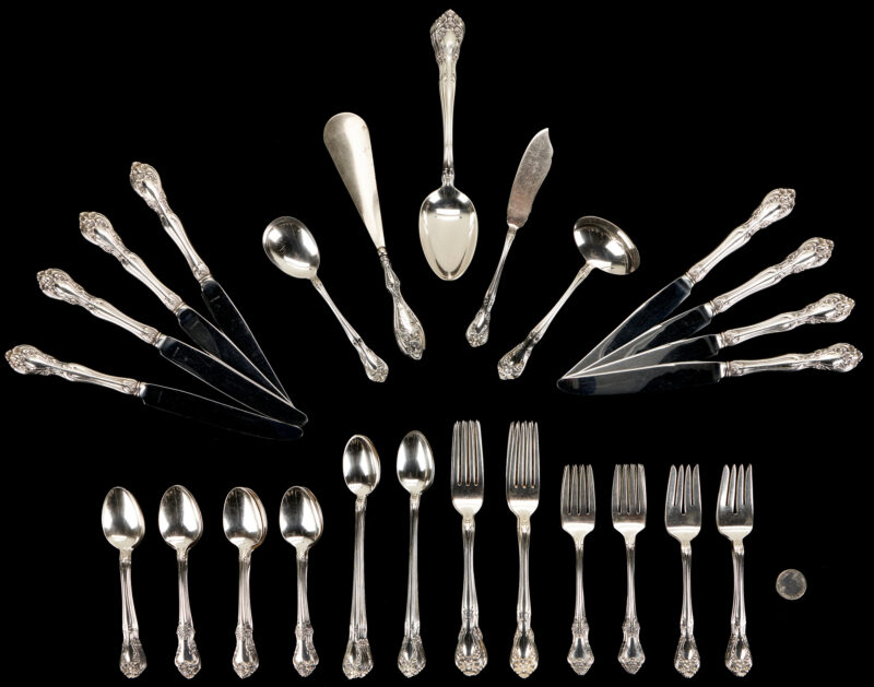 Lot 791: 63 pcs. Assorted Sterling, incl. Alvin Chateau Rose Flatware Service for 8