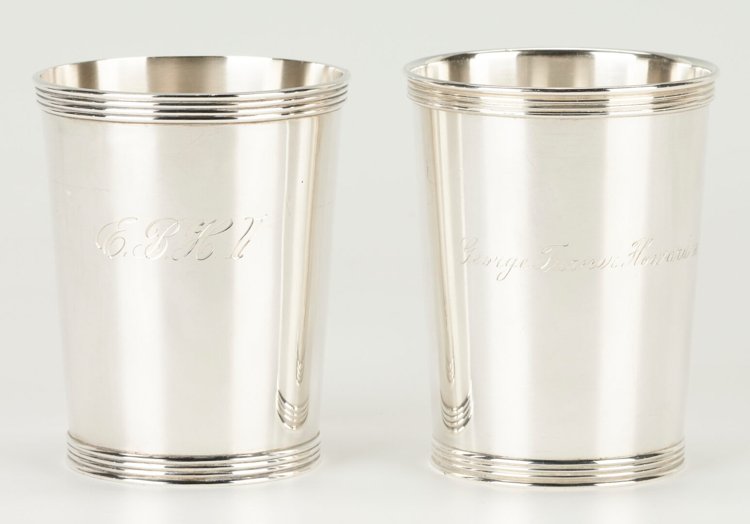 Lot 799: 2 Sterling Julep Cups & 10 Hunt Tumblers or Water Cups