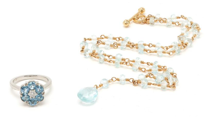 Lot 810: Tiffany Aquamarine Necklace & Aquamarine Ring