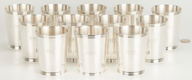 Lot 81: 12 Sterling Silver Julep Cups, incl. Trees, Kentucky