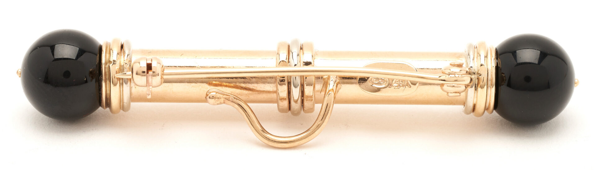 Lot 826: 14K Gold & Gemstone Brooch & 14k Gemstone Barbell Earrings