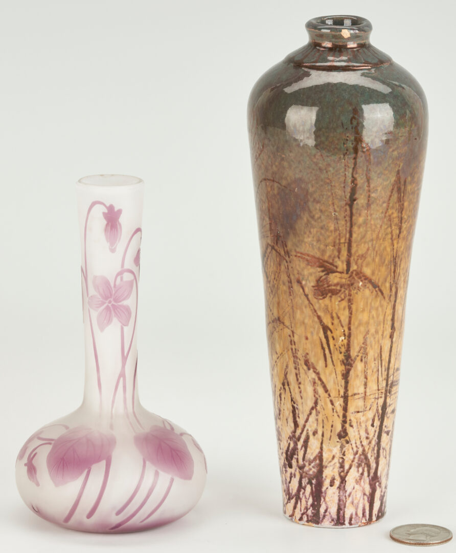 Lot 837: 2 Miniature Art Nouveau Vases, incl. De Vez Art Glass