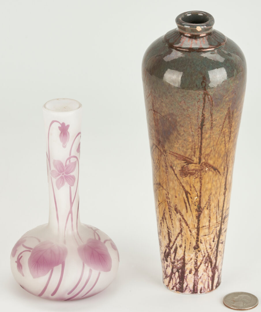 Lot 837: 2 Miniature Art Nouveau Vases, incl. De Vez Art Glass