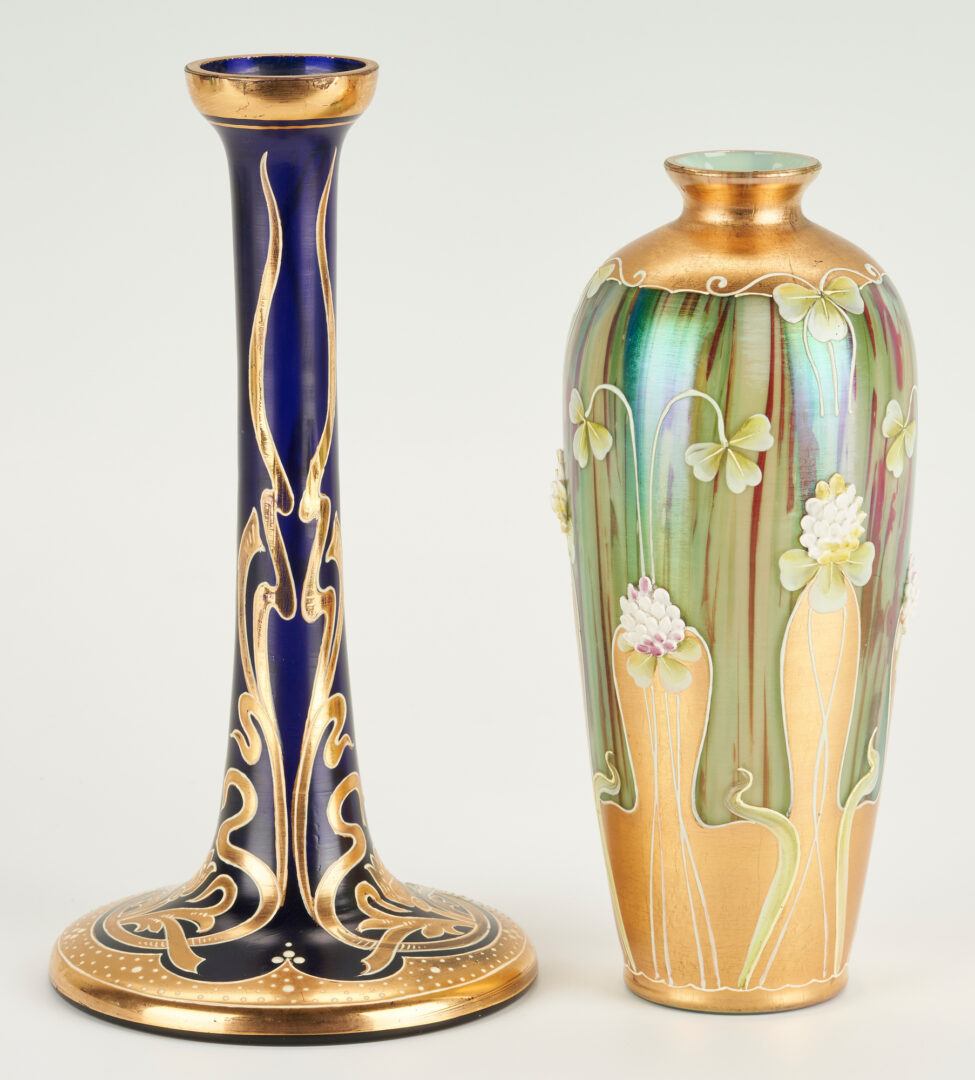 Lot 838: 4 Art Glass Items, incl. Robert Eickholt, Orient & Flume, Art Nouveau Style
