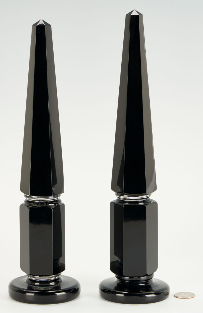Lot 839: Two Venini Murano Obsidian Obelisks