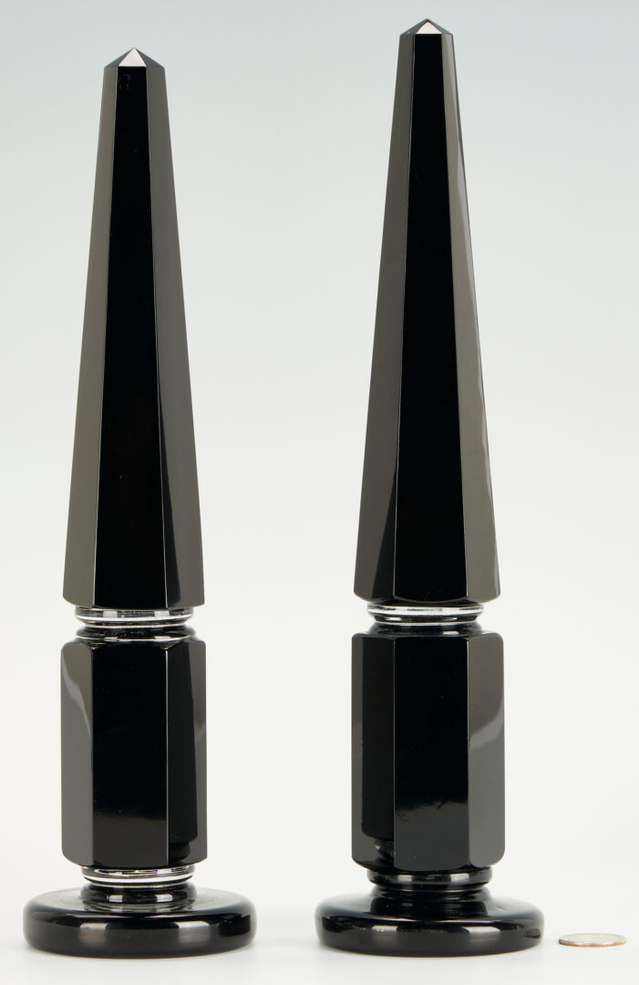 Lot 839: Two Venini Murano Obsidian Obelisks