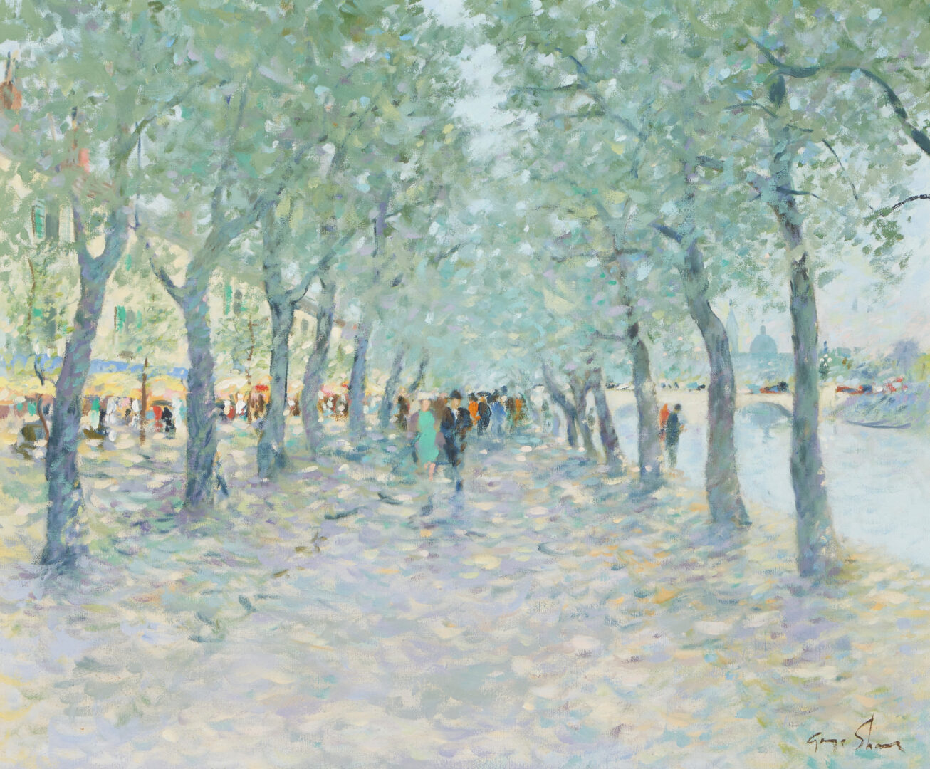 Lot 847: George Shane Oil on Canvas Painting, Paris Street Scene
