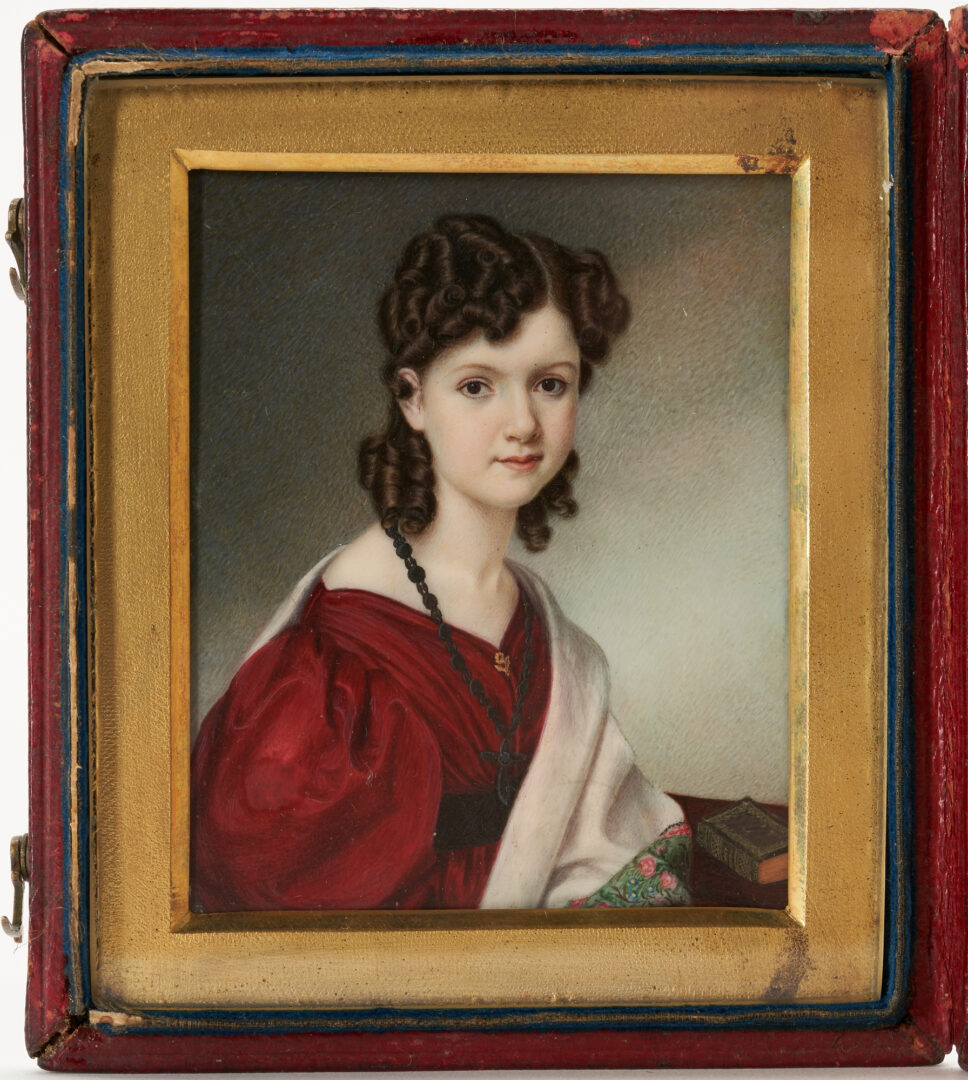 Lot 849: Miniature Portrait, Young Woman with Book