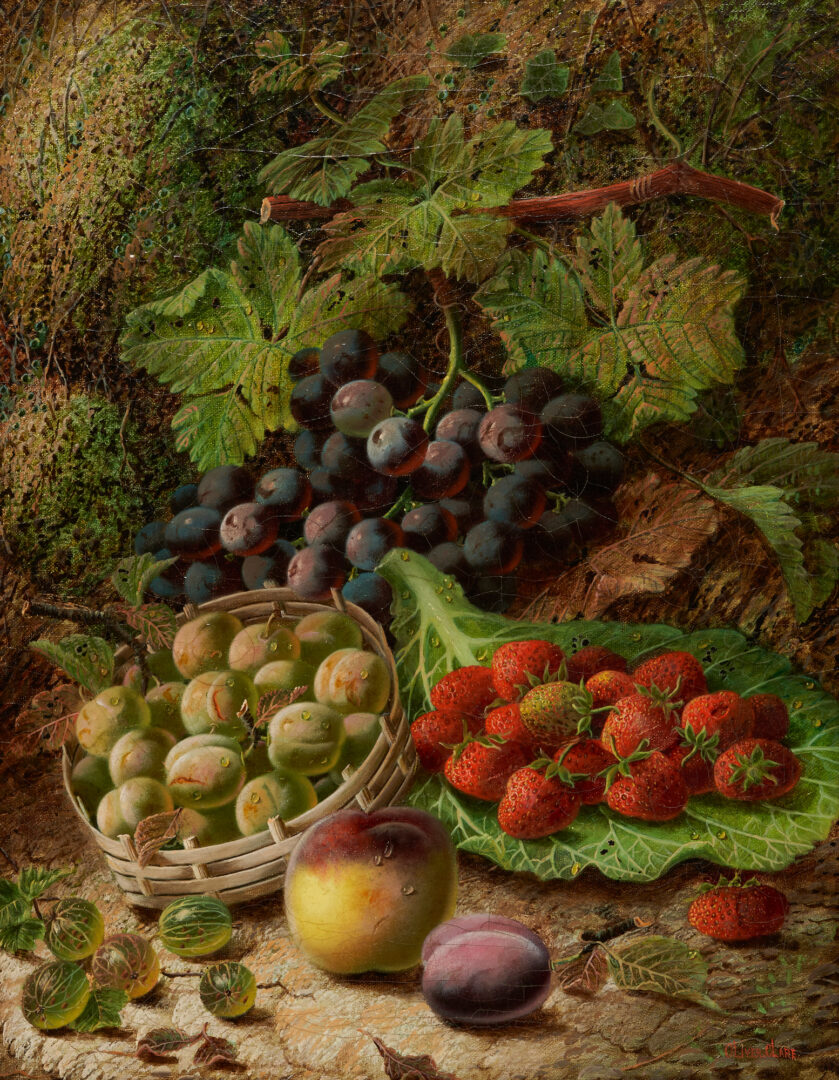 Lot 858: Oliver Clare O/C Still Life Painting w/ Fruit