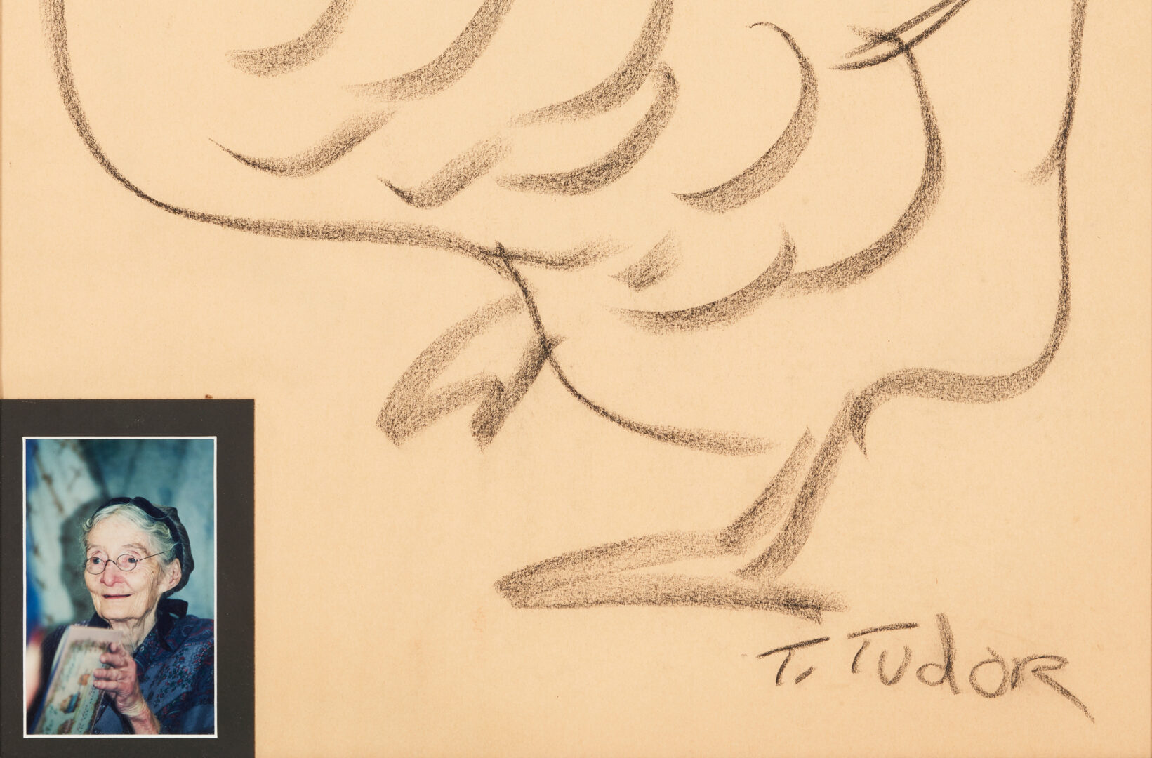 Lot 860: Two Tasha Tudor Original Signed Drawings, Dog and Goose