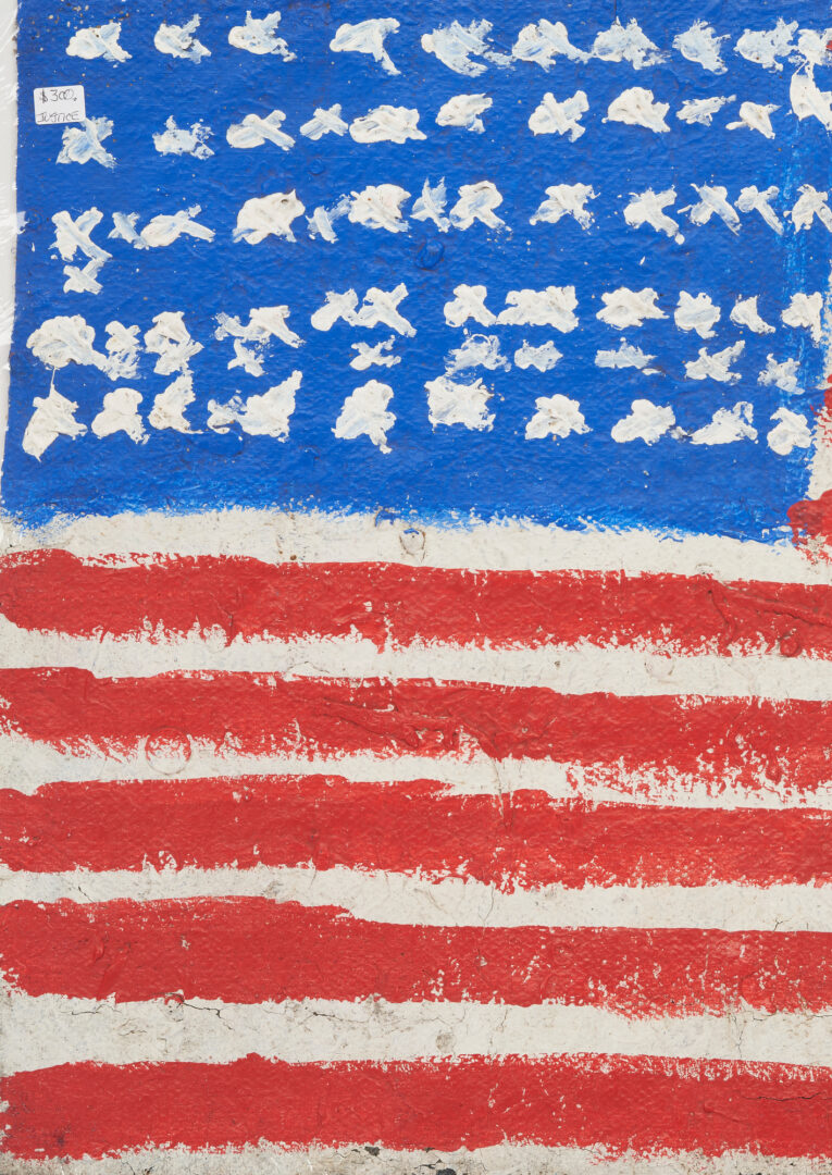 Lot 874: 2 Alyne Harris Folk Art American Flag Paintings