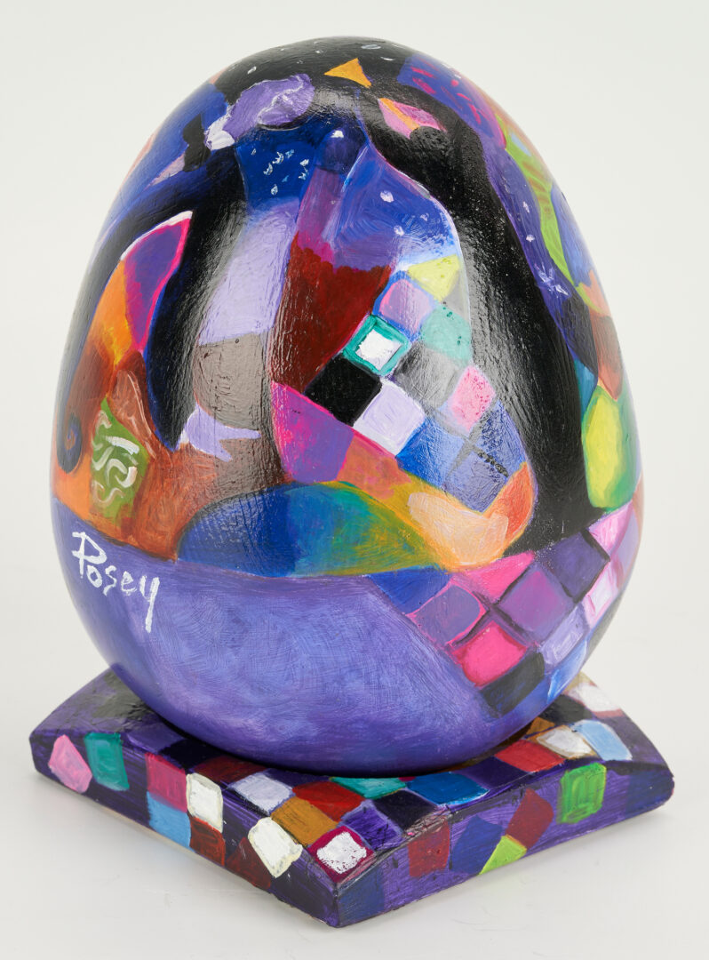 Lot 878: Marvin Posey Painted Egg on Stand