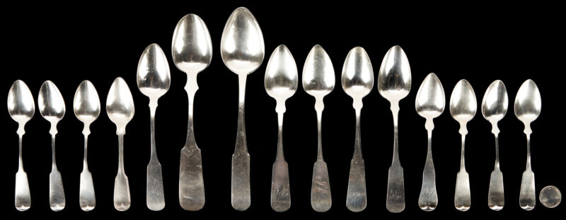 Lot 88: 15 Coin Silver & Sterling Spoons, incl. Asa Blanchard, Kentucky