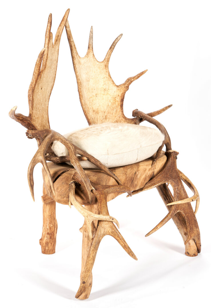 Lot 890: Rustic Antler Chair