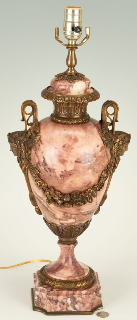 Lot 908: Neoclassical Bronze Mounted Marble Lamp