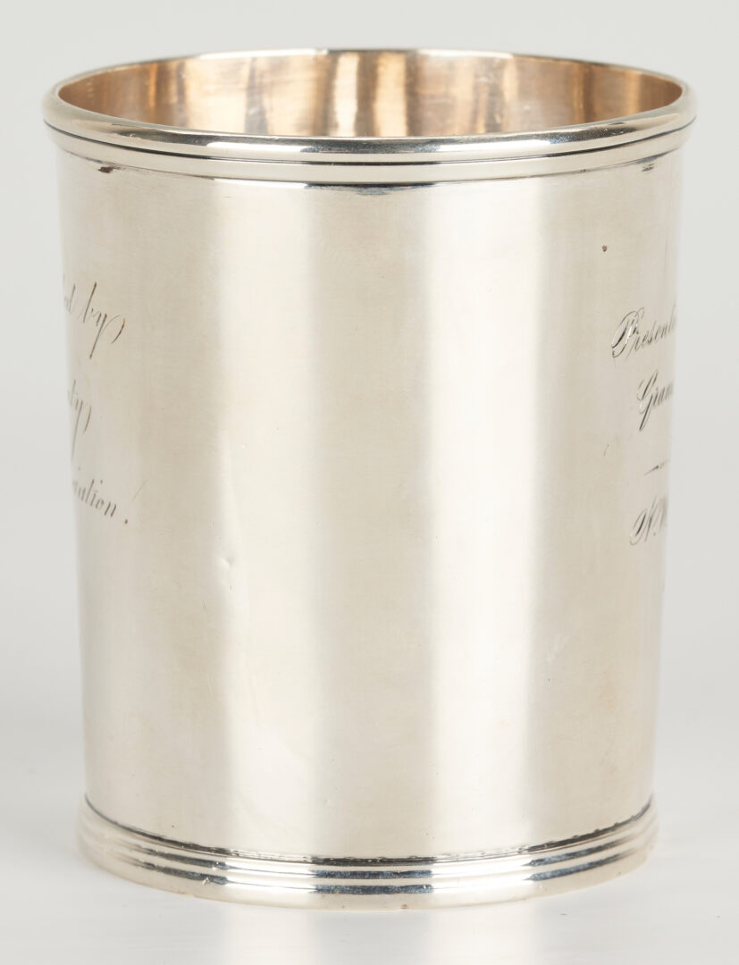Lot 90: C. Guiteau TN Coin Silver Julep Cup, Agricultural Presentation