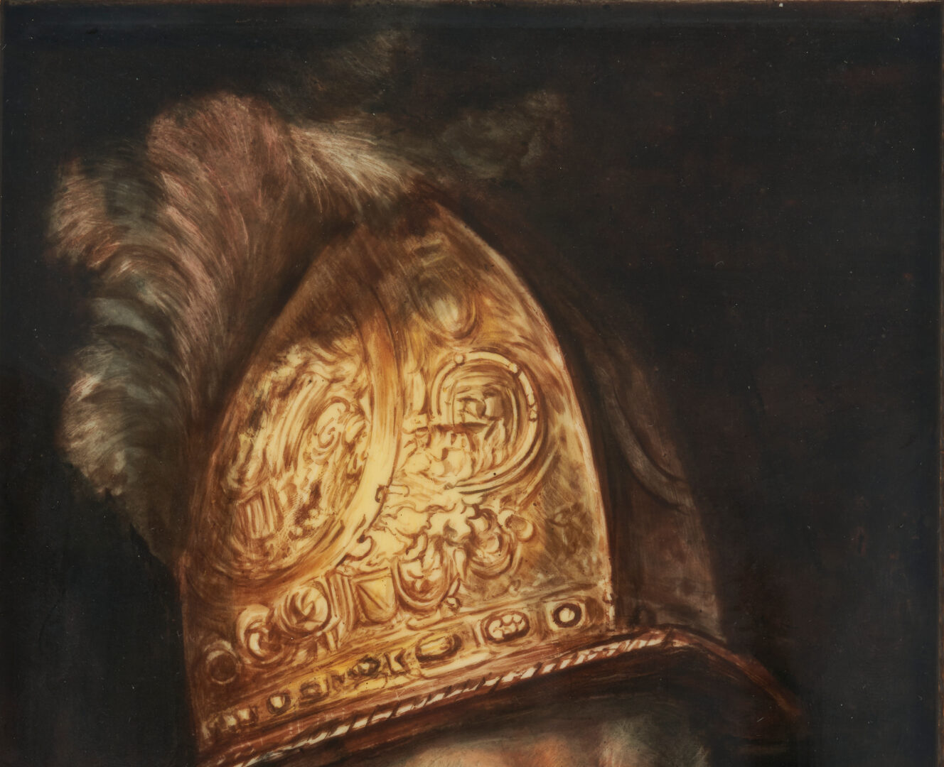 Lot 914: KPM Porcelain Plaque After Rembrandt, Man w/ Golden Helmet
