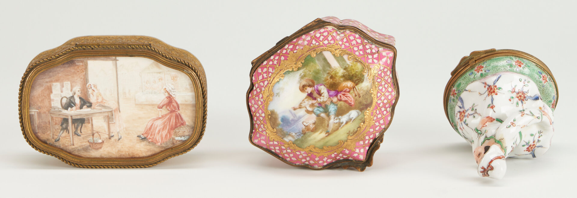 Lot 931: 7 Ormolu Miniature Boxes, incl. Sevres style