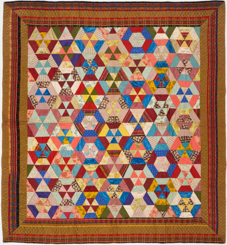 Lot 949: American Sateen Hexagon Quilt C. 1900