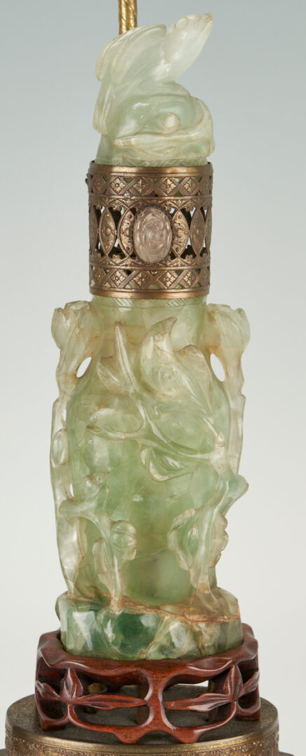 Lot 955: 3 Asian Carved Lamps, incl. Chinese Fluorite