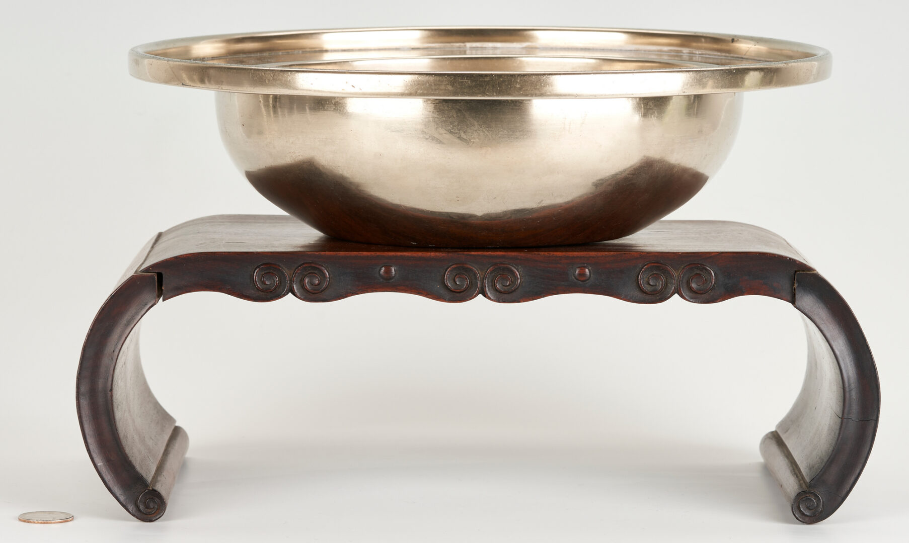 Lot 958: Chinese Paktong or Pewter Basin w/ Stand