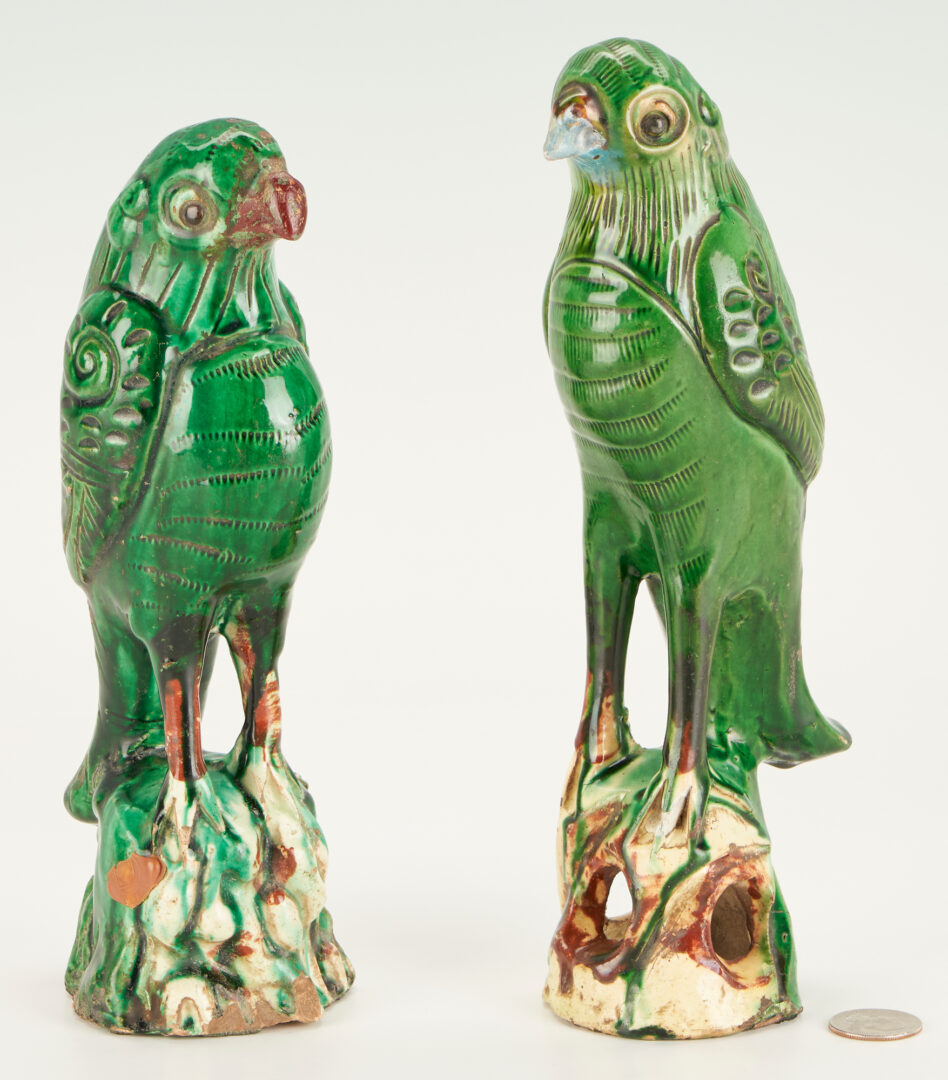 Lot 968: 2 Chinese Export Porcelain Parrots