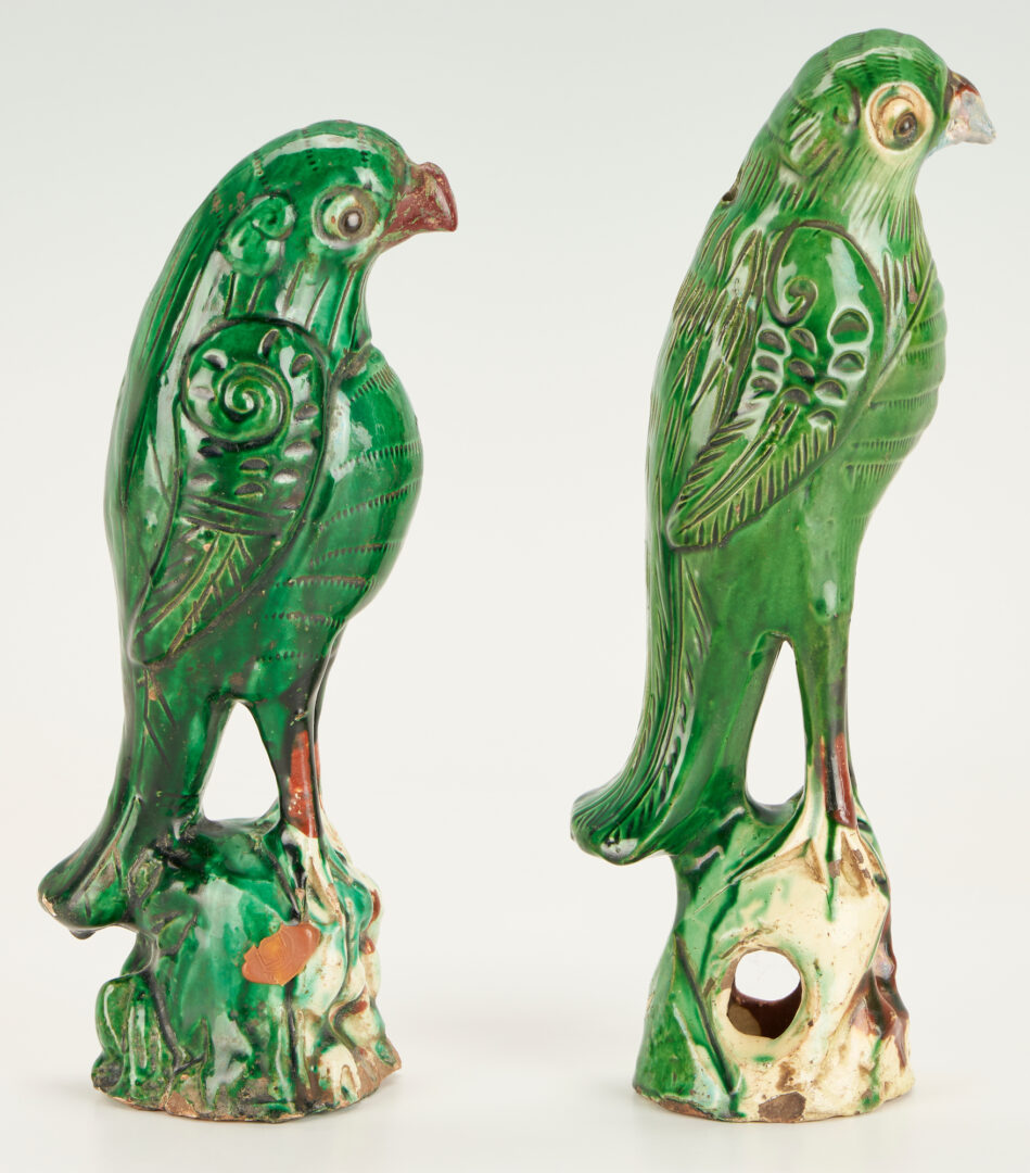 Lot 968: 2 Chinese Export Porcelain Parrots