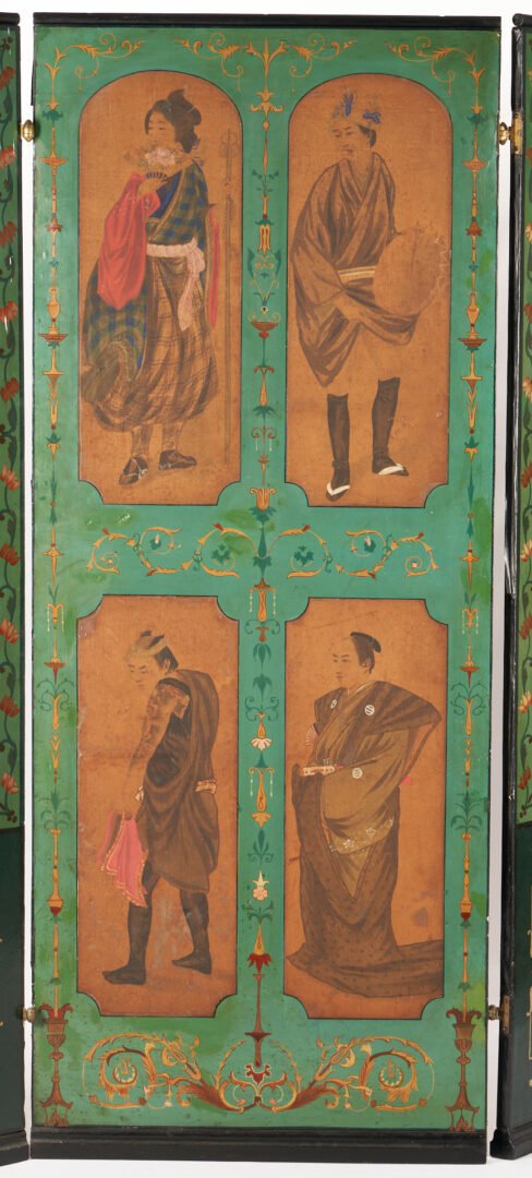 Lot 973: Large Japanese Printed on Silk Floor Screen