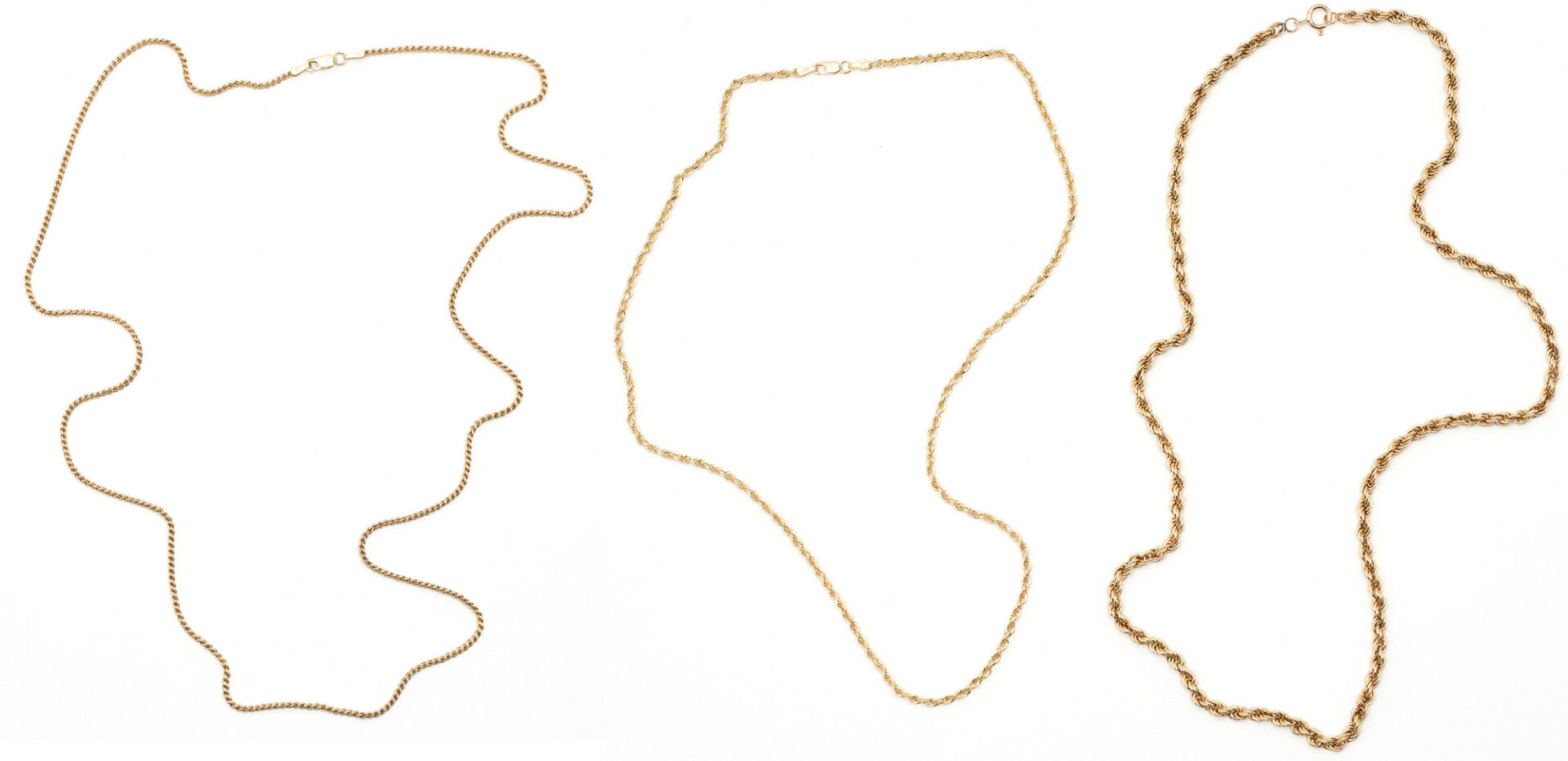Lot 981: 3 Ladies Gold Necklaces, 14K & 10K