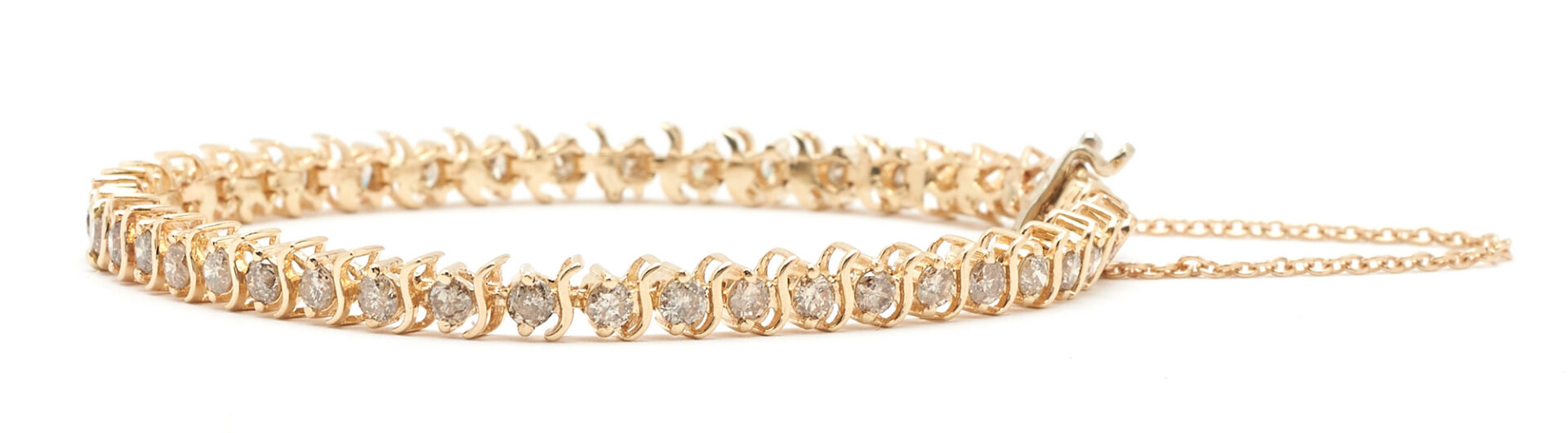 Lot 982: 14K Gold & Diamond Tennis Bracelet