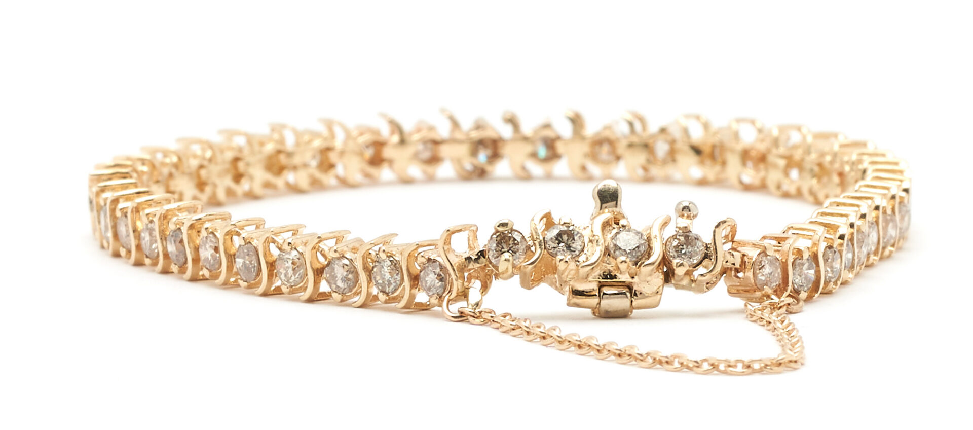 Lot 982: 14K Gold & Diamond Tennis Bracelet