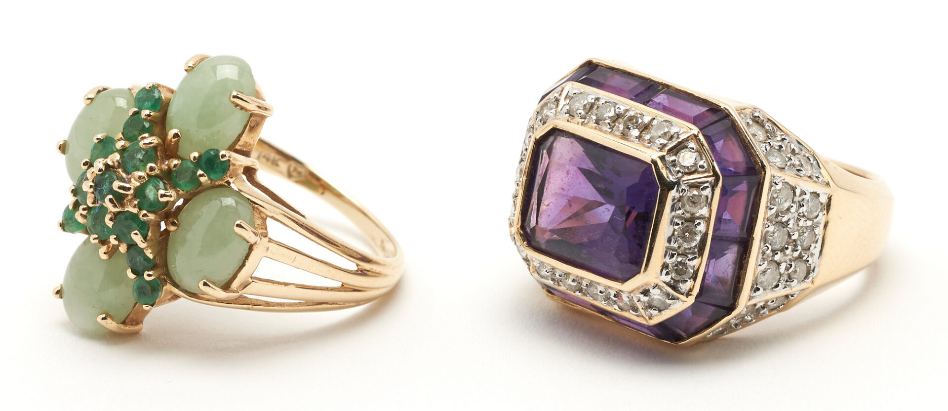 Lot 991: Ladies Rings & Bracelet, 14K w/ Gemstones, 3 items