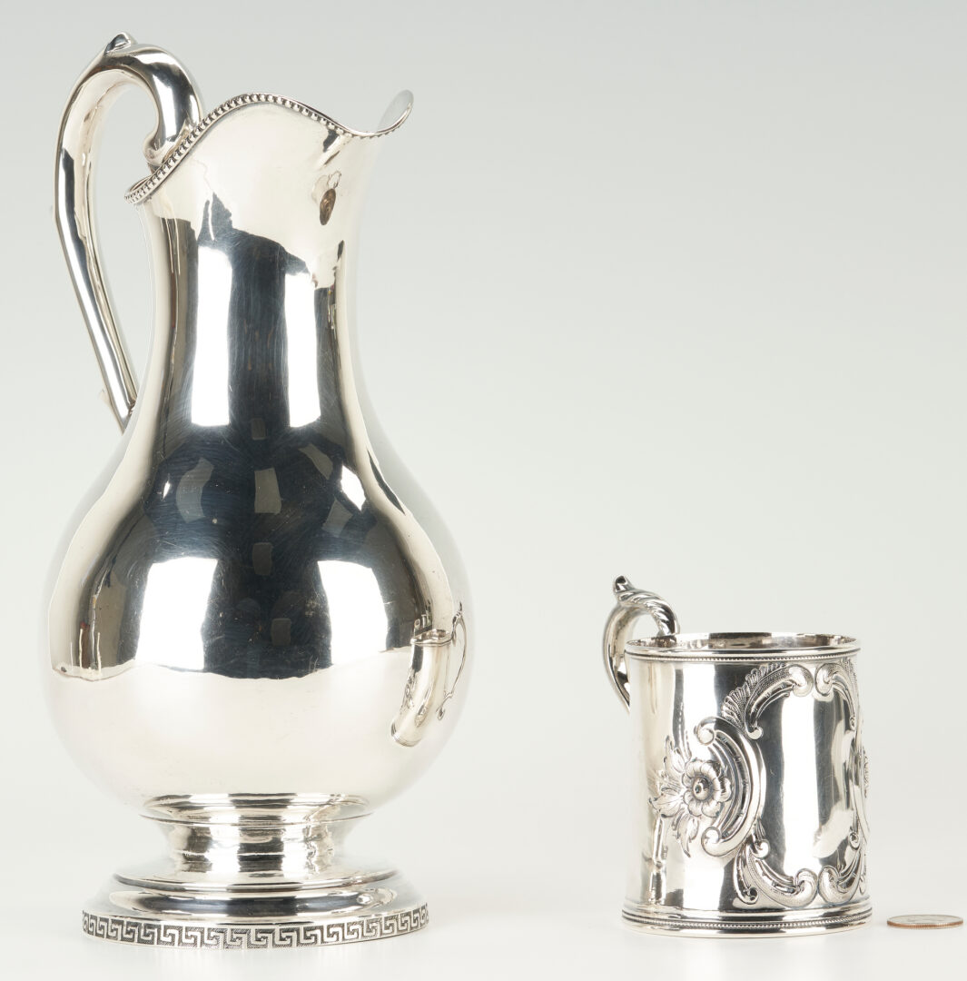 Lot 99: American Coin Silver Water Pitcher and Cup