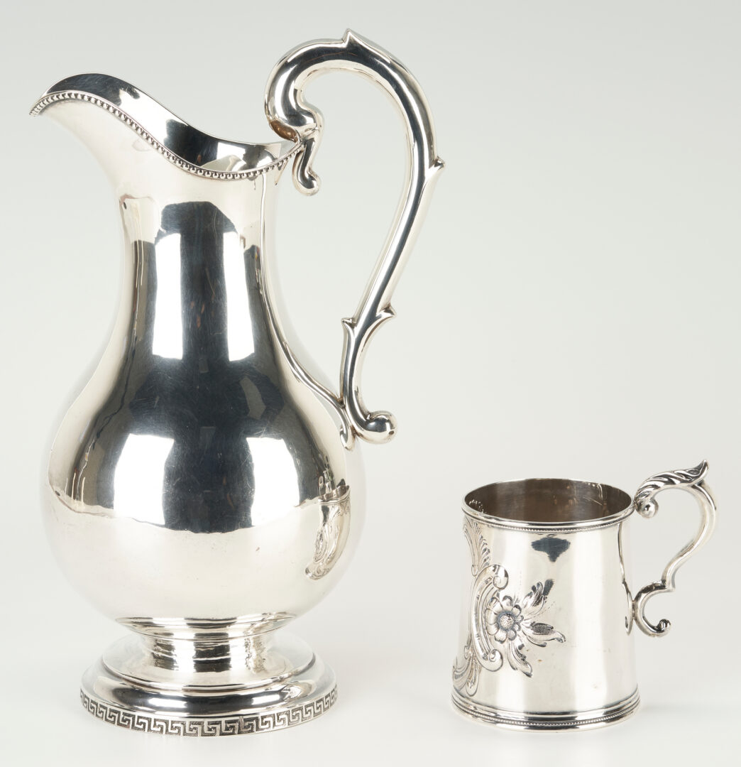 Lot 99: American Coin Silver Water Pitcher and Cup