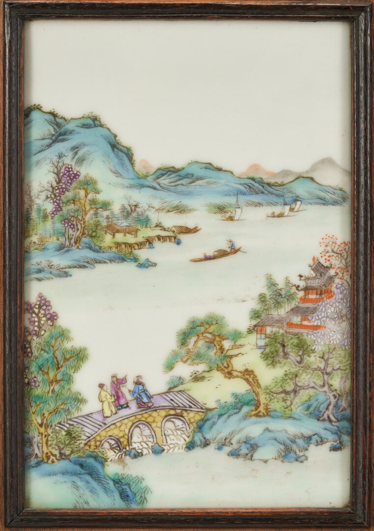 Lot 9: Chinese Qing Porcelain 5 Panel Table Screen