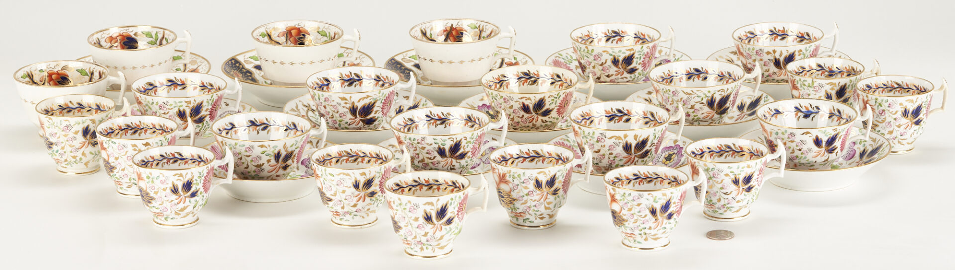 Lot 1006: 47 Assorted English Porcelain Tea Service Items, Imari Palette